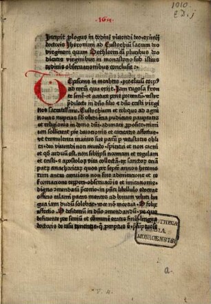 Ordo seu regula vivendi deo ad Eustochium sacram deo virginem