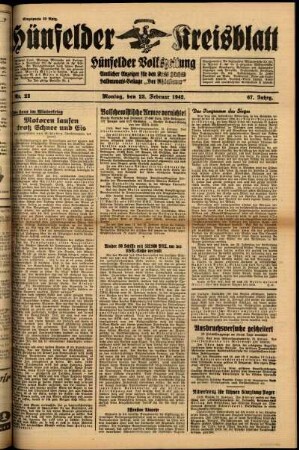 Ausgabe vom Montag, den 23. Februar 1942.