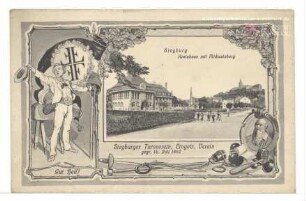 Siegburg - Kreishaus mit Michaelsberg - Siegburger Turnverein, Eingetr. Verein, gegr. 14. Juli 1862