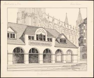 Münsterplatz, Ulm: Perspektivische Ansicht vom Standpunkt II