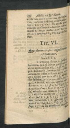 Tit. VI. Quae sententiae sine Appellatione rescinduntur