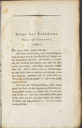 Klage des Publikums