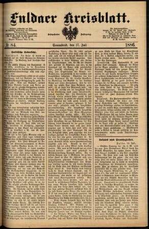 Ausgabe vom Samstag, den 17. Juli 1886.