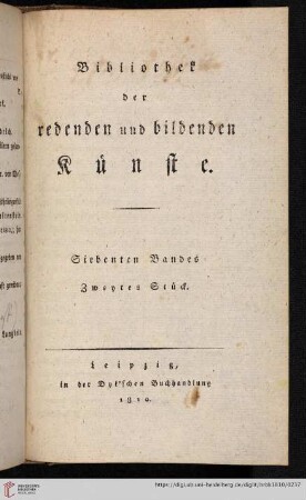 Siebenten Bandes zweytes Stück
