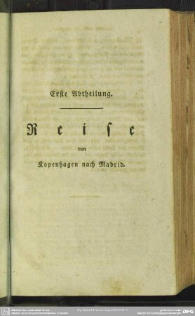 Erste Abtheilung. Reise von Kopenhagen nach Madrid