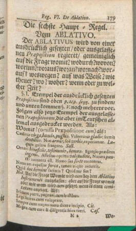Die sechste Haupt-Regel. Vom Ablativo.