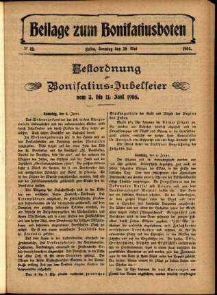 Zweite Ausgabe vom Sonntag, den 28. Mai 1905.