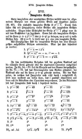 XVII. Imaginäre Größen.