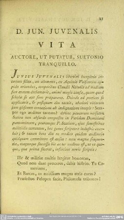 D. Jun. Juvenalis Vita