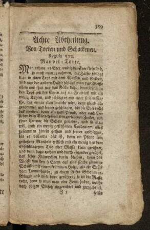 Achte Abtheilung. Von Torten und Gebackenen.