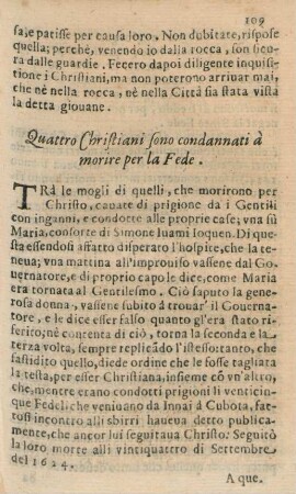 Quattro Christiani sono condannati à morire per la Fede