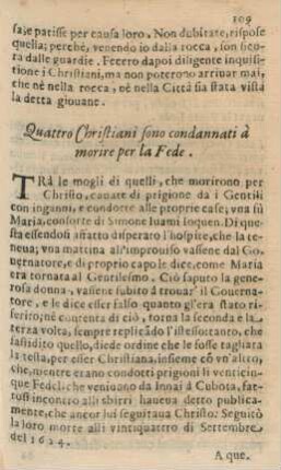 Quattro Christiani sono condannati à morire per la Fede