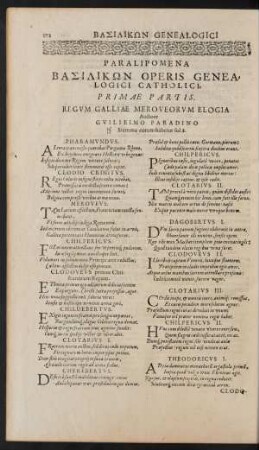 Paralipomena Basilikon Operis Genealogici Catholici. Primae Partis. ... Auctore Guiliemo Paradino.