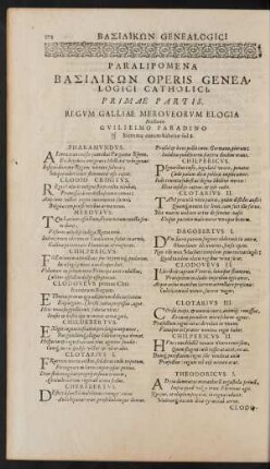 Paralipomena Basilikon Operis Genealogici Catholici. Primae Partis. ... Auctore Guiliemo Paradino.