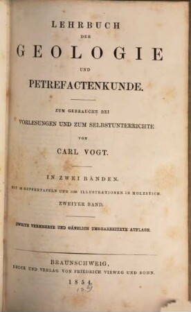 Lehrbuch der Geologie und Petrefactenkunde : theilweise nach Elie de Beaumont's Vorlesungen an der Ecole des Mines ; [ab 2. Aufl.:] zum Gebrauche bei Vorlesungen und zum Selbstunterrichte, 2