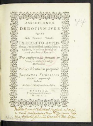 Assertiones. De Dotium Iure