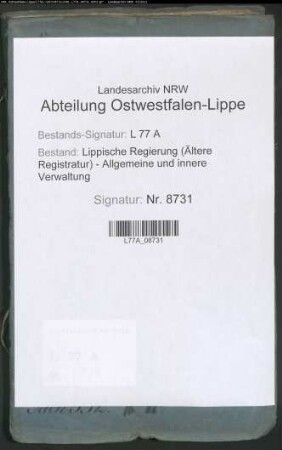Landstraße (Chaussee) von Lemgo nach Blomberg (Straßenzug II), Bd. 5