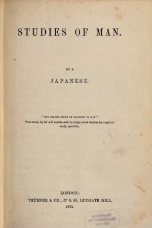 Studies of Man : By a Japanese