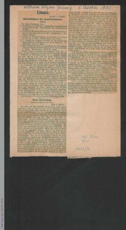 Zeitungsartikel zur 23. Generalversammlung des ADF 1905 in Halle