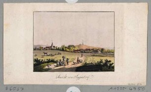 Ortsansicht von Seifersdorf (Wachau-Seifersdorf) bei Radeberg, im Vordergrund Bauern