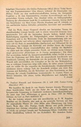 249-251 [Rezension] Duployé, Pie, Rhetorik und Gotteswort