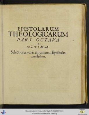 Epistolarum Theologicarum Pars VIII.