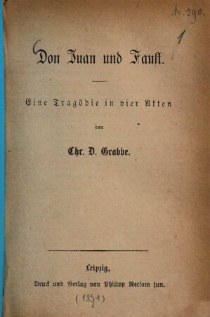 Don Juan und Faust : Eine Tragödie in vier Akten