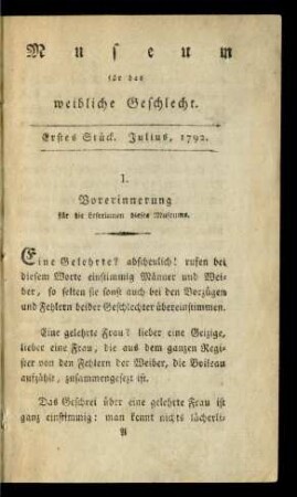 Erstes Stück. Julius, 1792