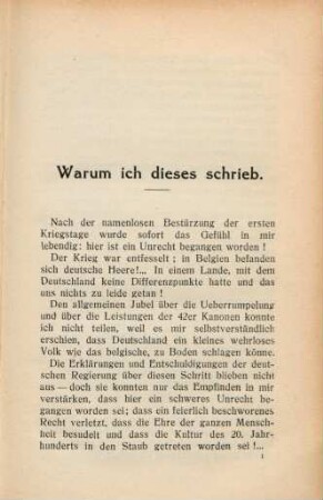 Warum ich dieses schrieb