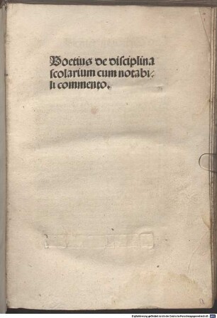 De disciplina scholarium : mit Kommentar