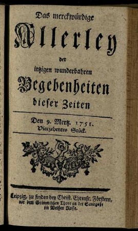 Den 9. Mertz. 1751. Vierzehentes Stück.