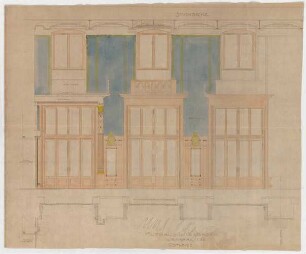 Thiersch, Friedrich von; Wiesbaden; Kurhaus - Weinsaal, Ostseite (Grundriss, Ansicht, Schnitt)