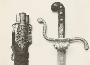 Hirschfänger Johann Georgs I. und Gefäß und Scheide eines Hirschfängers mit Besteck