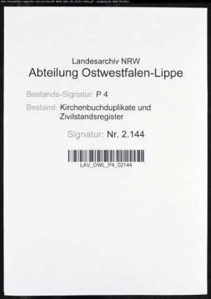Kirchenbuchduplikate der katholischen Gemeinde (GHT 1852-1858). (Gemeinde: Affeln, katholische Gemeinde)
