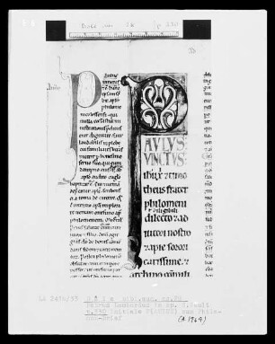 Petrus Lombardus, Commentarius in epistolas Sancti Pauli: Initiale P
