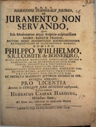 Diss. inaug. iur. de iuramento non servando