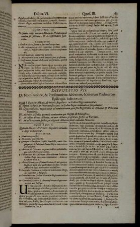 Disputatio VII. De Nominatione, & Præsentatione Abbatum, & aliorum Prælatorum Episcopis inferiorum.