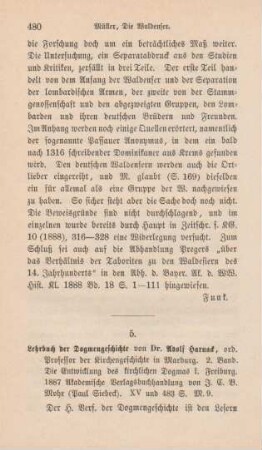 480-488 [Rezension] Harnack, Adolf von, Lehrbuch der Dogmengeschichte