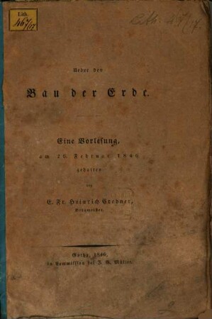 Ueber den Bau der Erde : eine Vorlesung am 26. Februar 1846 gehalten