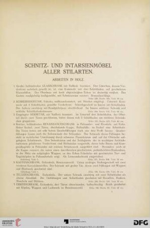 Schnitz- und Intarsienmöbel aller Stilarten (Nr. 1-178)