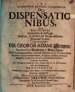 Diss. iur. inaug. de dispensationibus