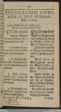 Evangelium Dominica II. Post Epiphan. Joh. 2. à 1-12