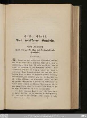 Erste Abtheilung. Das reinigende oder wiederherstellende Handeln.