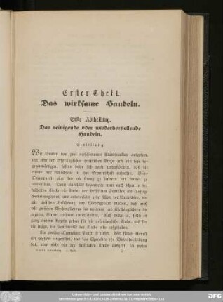 Erste Abtheilung. Das reinigende oder wiederherstellende Handeln.