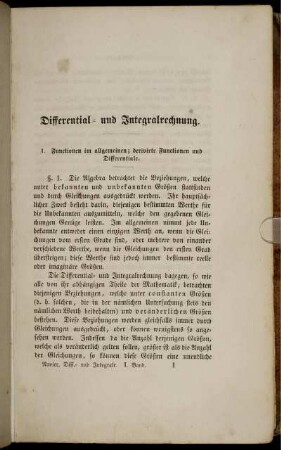 Differenzial- und Integralrechnung. I. - IX.