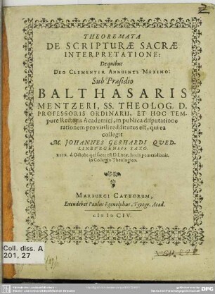 Theoremata de scripturae sacrae interpretatione