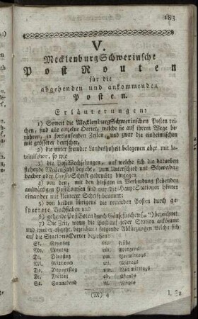 V. MecklenburgSchwerinsche Post Routen [...]