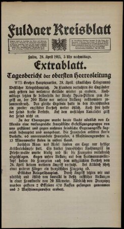 Ausgabe vom Mittwoch, den 28. April 1915.