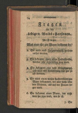 Fragen für die ledigen Weibs-Personen.