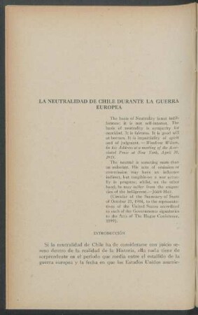La neutralidad de Chile durante la guerra europea